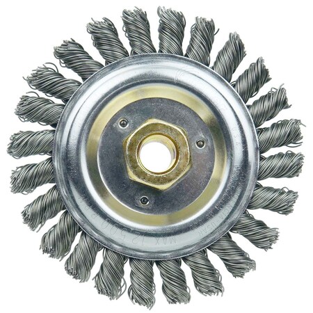 Weiler DUALLY 5" Fllr Pass Weld Brush.023"  Fill, 5/8"-11UNC Double-Hex Nut 79813